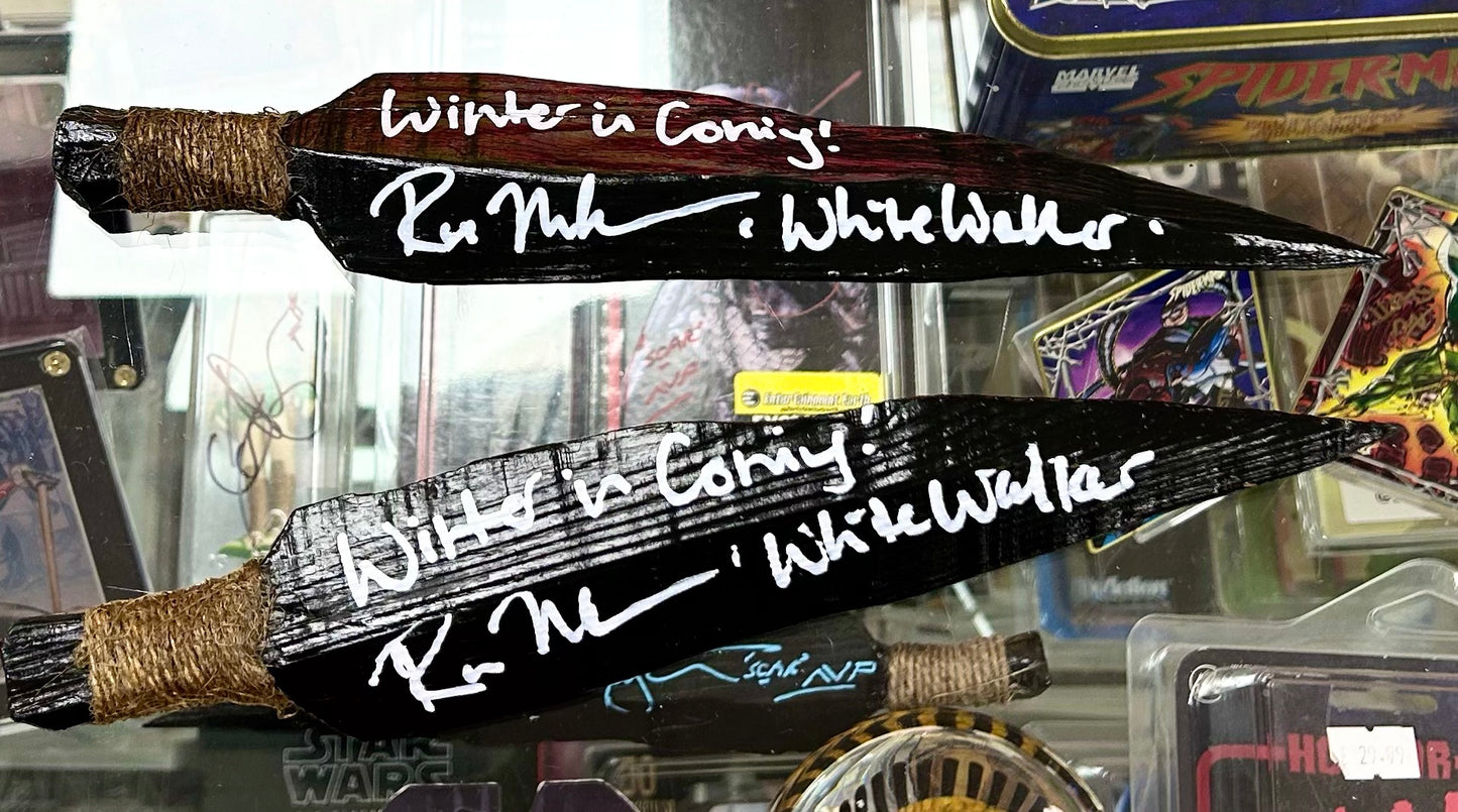 Game of Thrones White Walker Ross Mullan Hand Signed Wooden Spearheads