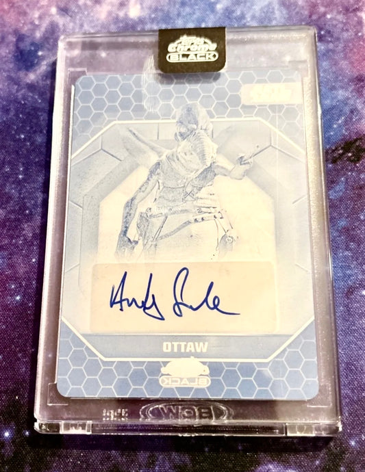 Star Wars Watto Andy Secombe Autographed Topps Chrome Black 1/1 2024 Trading Card Printing Plate