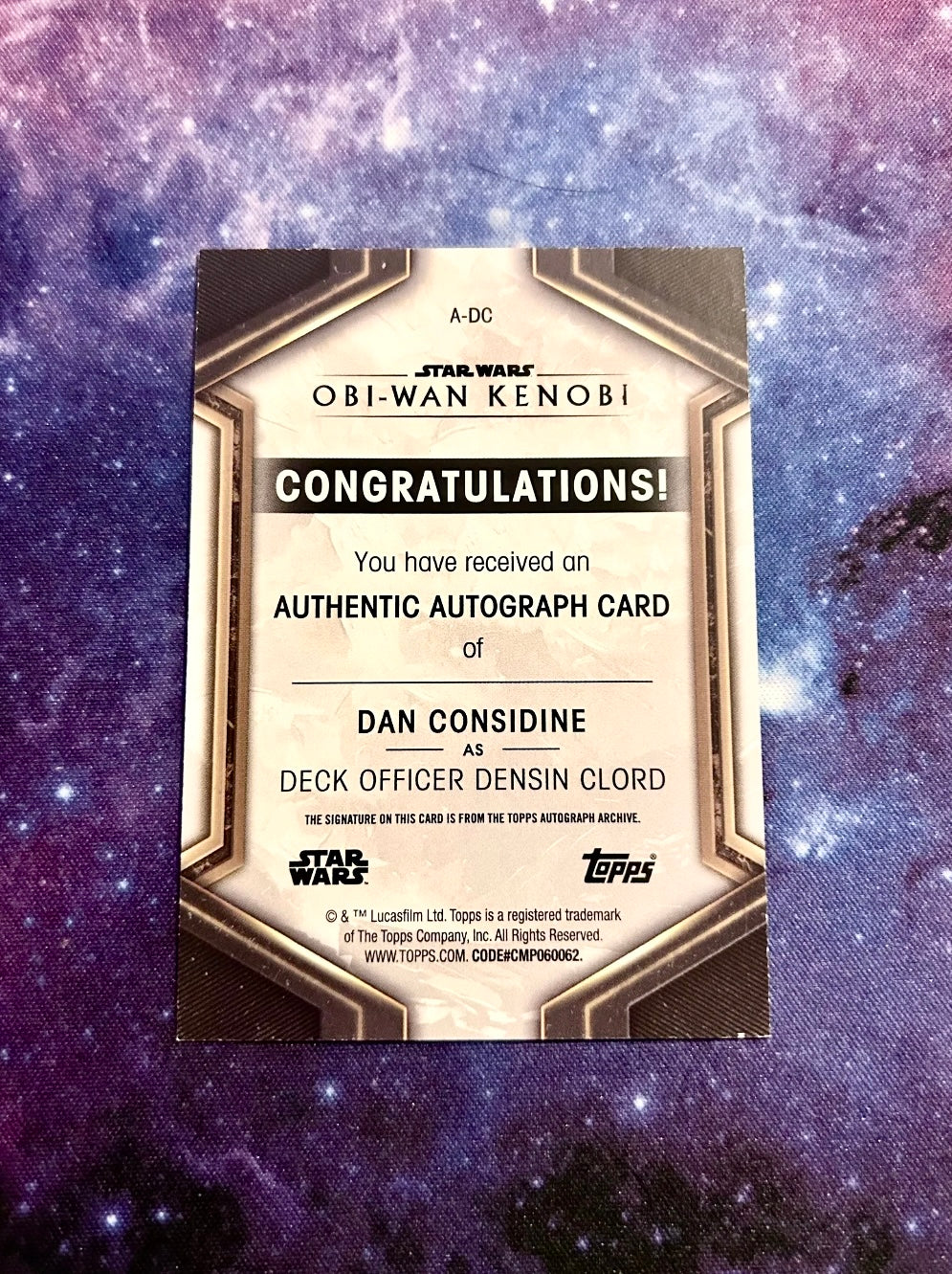 Obi-Wan Kenobi Dan Considine as Officer Densin Clord Star Wars Topps 2023 Autograph Card