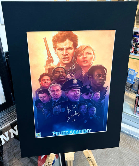 Police Academy G.W. Bailey Hand Signed Mounted Poster