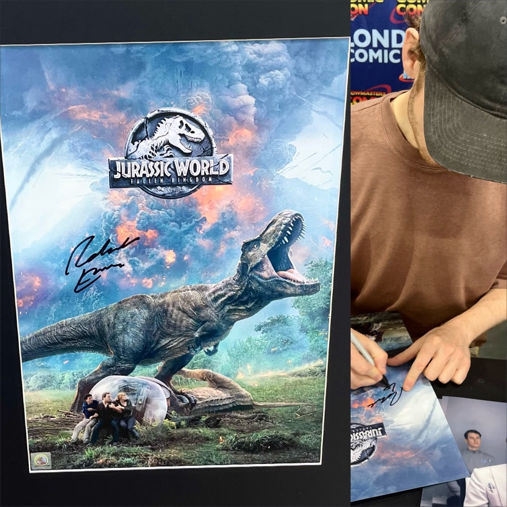 Jurassic World: Fallen Kingdom Robert Emms Autographed Film Poster with Triple Layer Authenticity
