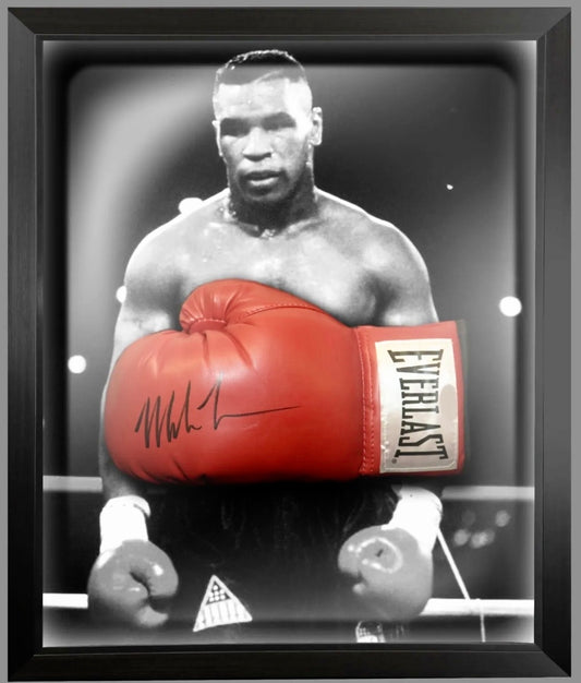 Mike Tyson Hand Signed Everlast Red Boxing Glove in Display Dome