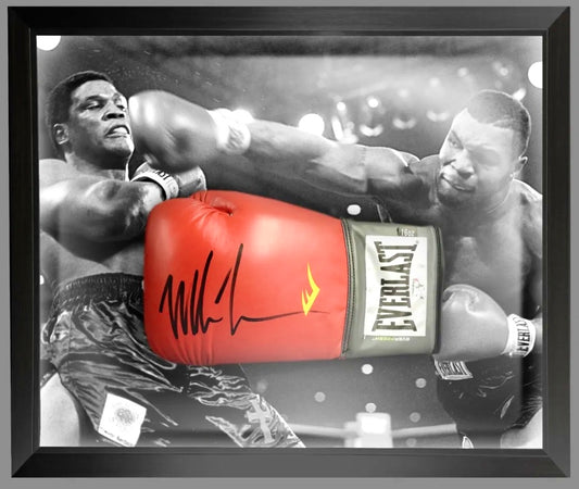 Mike Tyson Hand Signed Everlast Red Boxing Glove in Display Dome