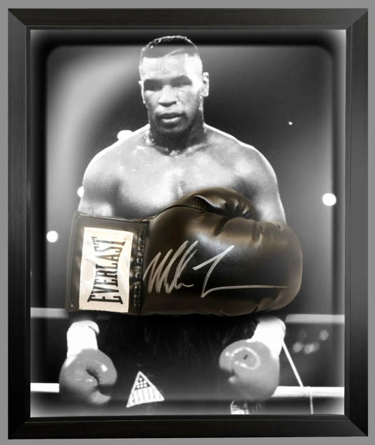 Mike Tyson Hand Signed Everlast Black Boxing Glove in Display Dome
