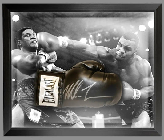 Mike Tyson Hand Signed Everlast Black Boxing Glove in Display Dome