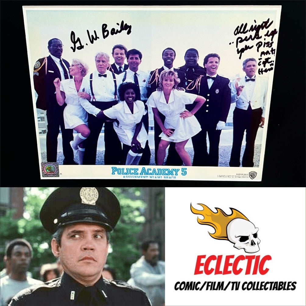 Police Academy 5: Assignment Miami Beach G.W. Bailey Hand Signed Autographed 10” x 8” Press Pack Photo with Triple Layer Authenticity