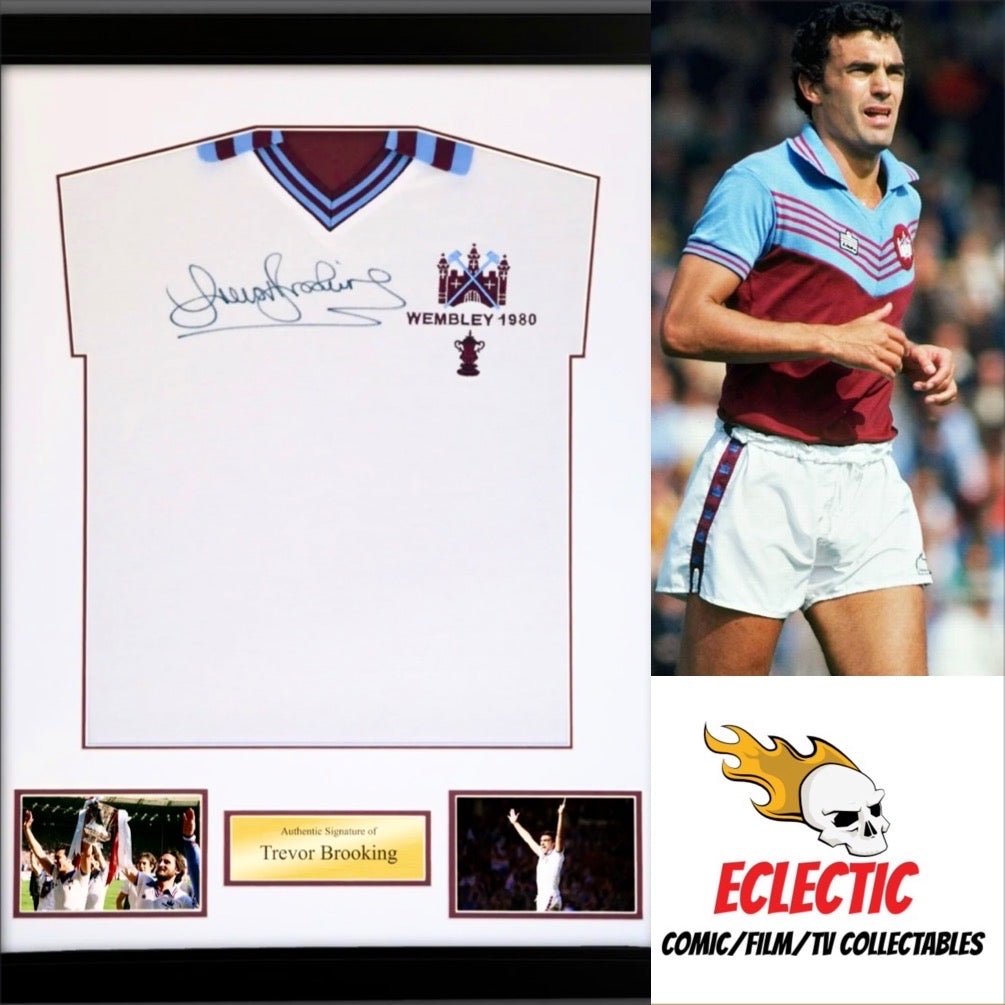West Ham United FA Cup Winners Trevor Brooking Autographed Football Shirt with Certificate of Authenticity