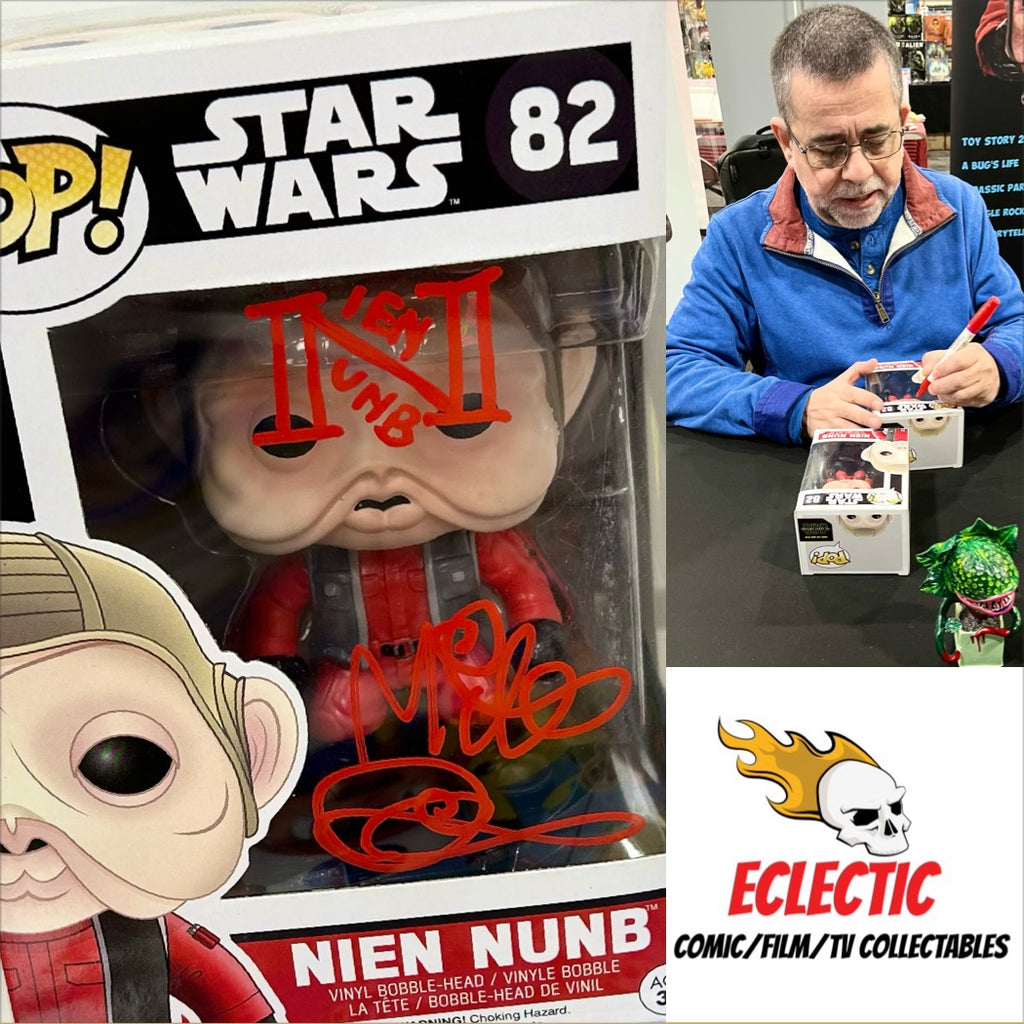 Star Wars Nien Nunb Mike Quinn Autographed 82 Funko POP! with Triple Layer Authenticity