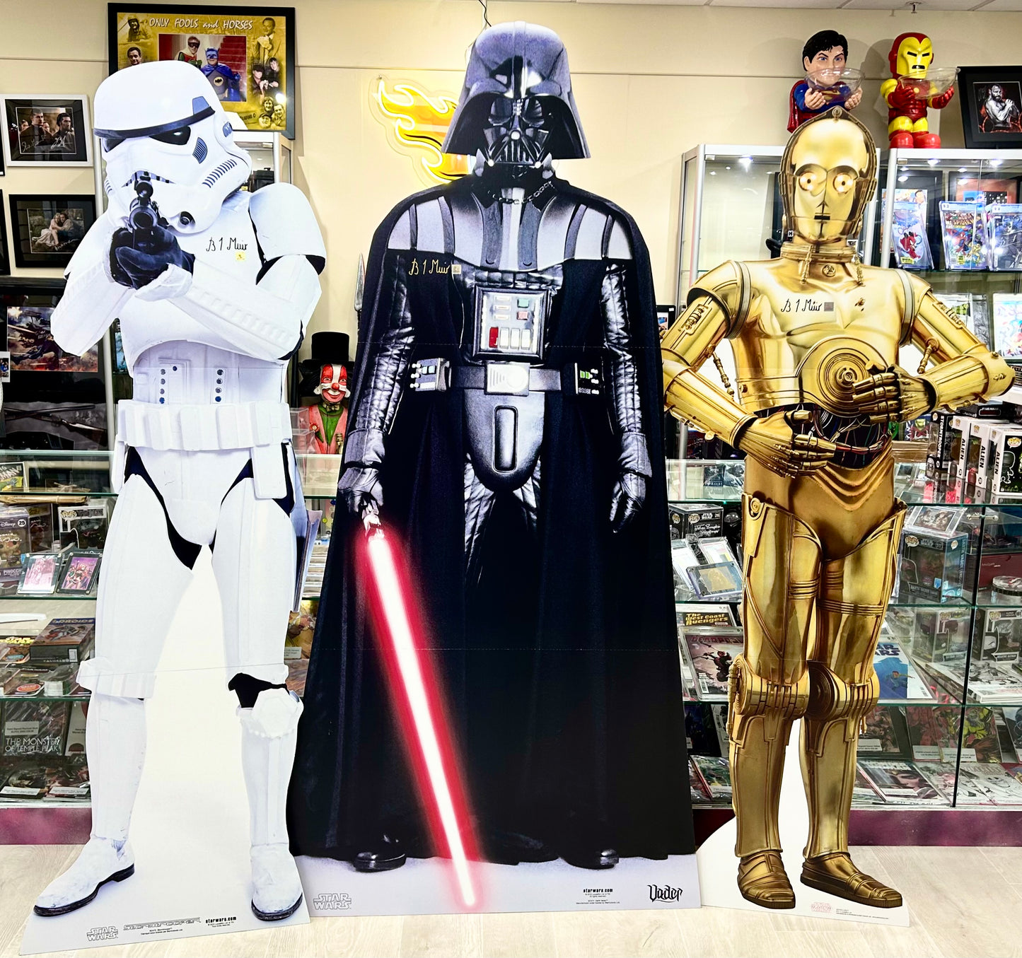 Star Wars Darth Vader, Stormtrooper & C-3PO Brian Muir Hand Signed Lifesize Cut Outs