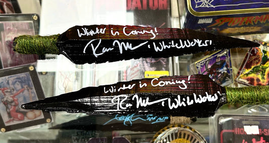 Game of Thrones White Walker Ross Mullan Hand Signed Wooden Spearheads