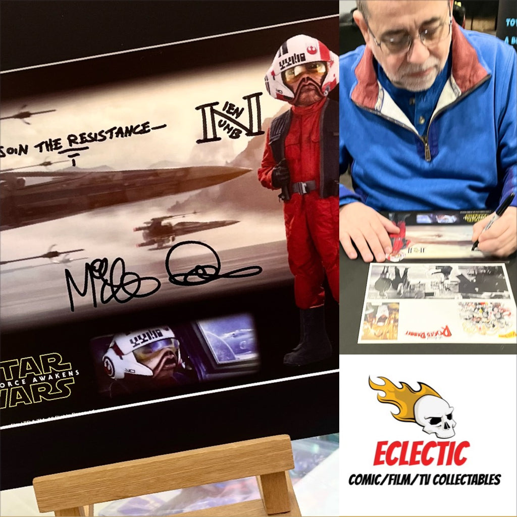 Star Wars: The Force Awakens Nien Nunb Mike Quinn Hand Signed Photograph with Eclectic Triple Layer Authenticity