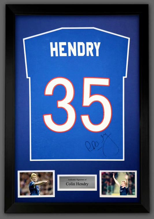 Rangers FC Colin Hendry Hand Signed 35 Framed Football Shirt