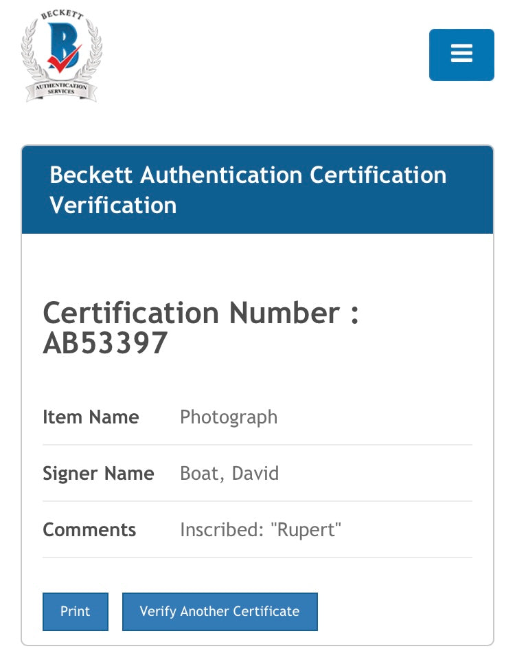 Family Guy Rupert David Boat Hand Signed Photo