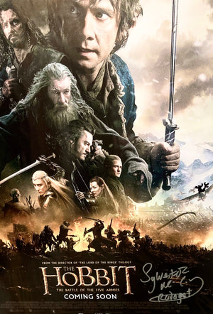The Hobbit The Battle of the Five Armies Sylvester McCoy Autographed Film Poster with Triple Layer Authenticity