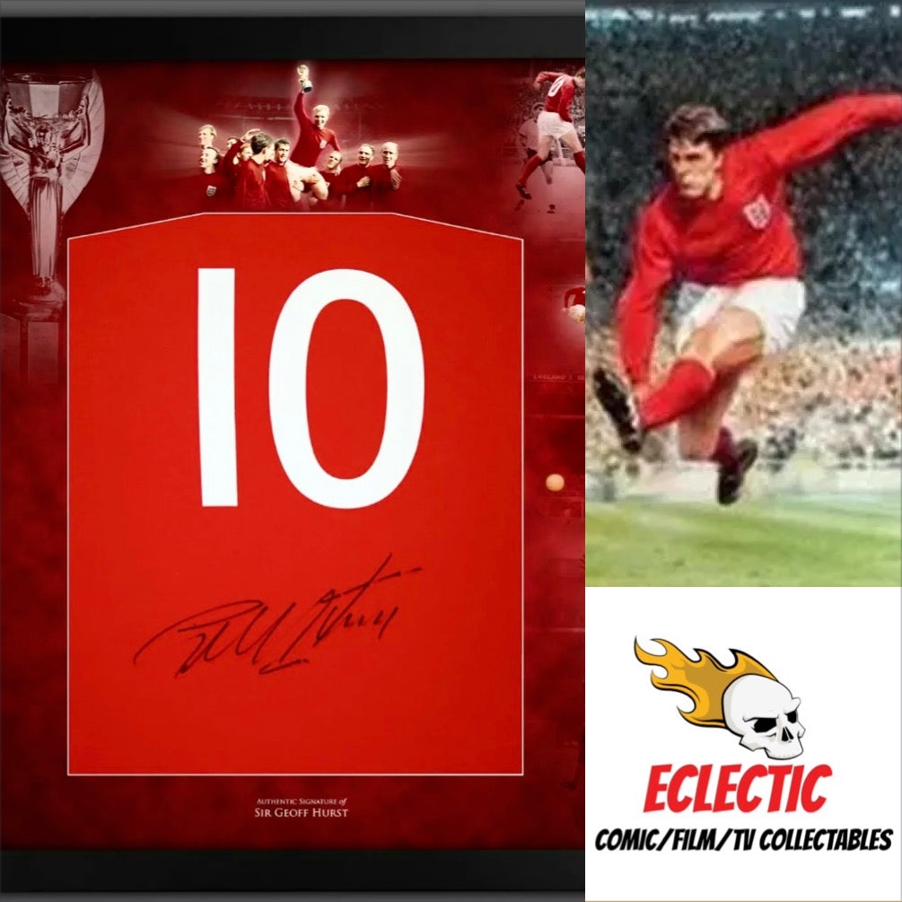 England Geoff Hurst Autographed 10 Football Shirt with Certificate of Authenticity