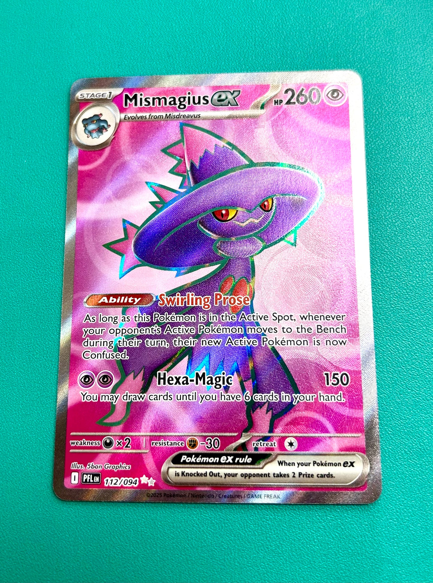 Mismagius ex 112/094 Phantasmal Flames Full Art Illustration Holo Rare Pokemon Card