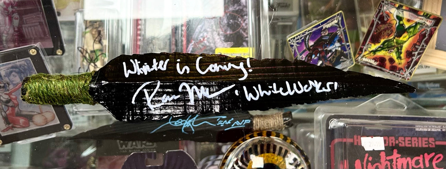 Game of Thrones White Walker Ross Mullan Hand Signed Wooden Spearheads