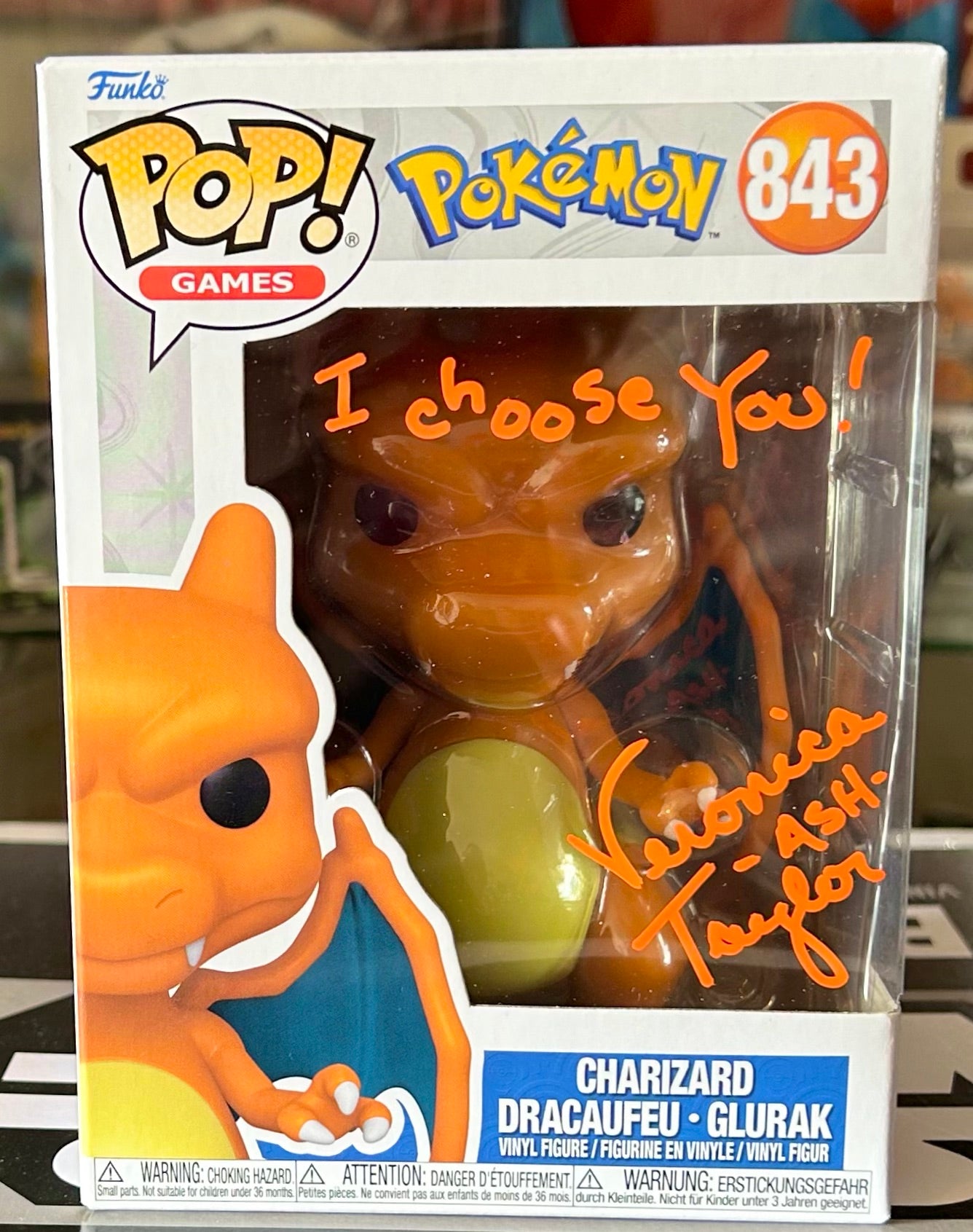 Pokemon Charizard Veronica Taylor Hand Signed 843 Funko POP! with Eclectic Authenticity