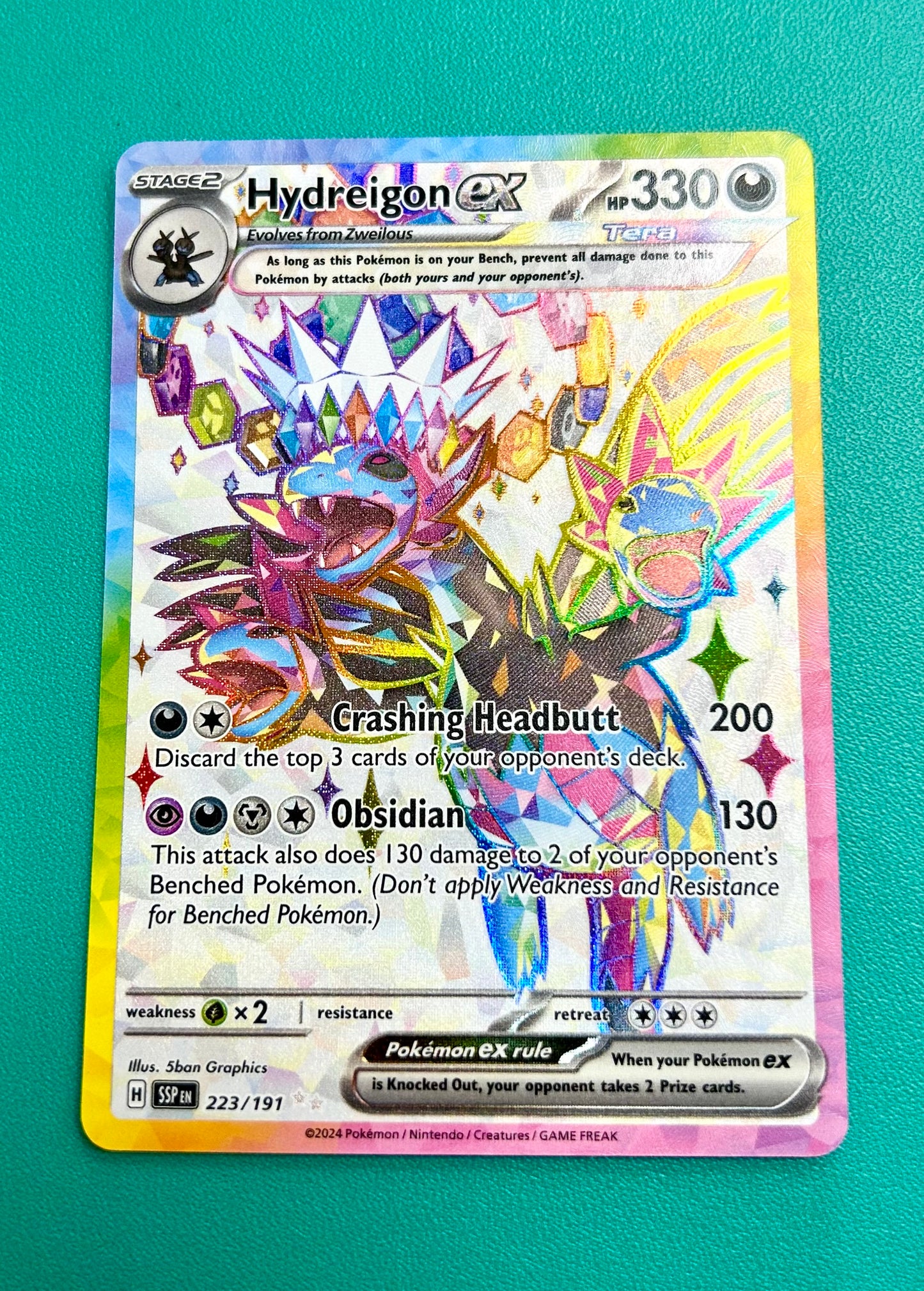 Hydreigon ex 223/191 Ultra Rare Surging Sparks Holo Pokemon Card