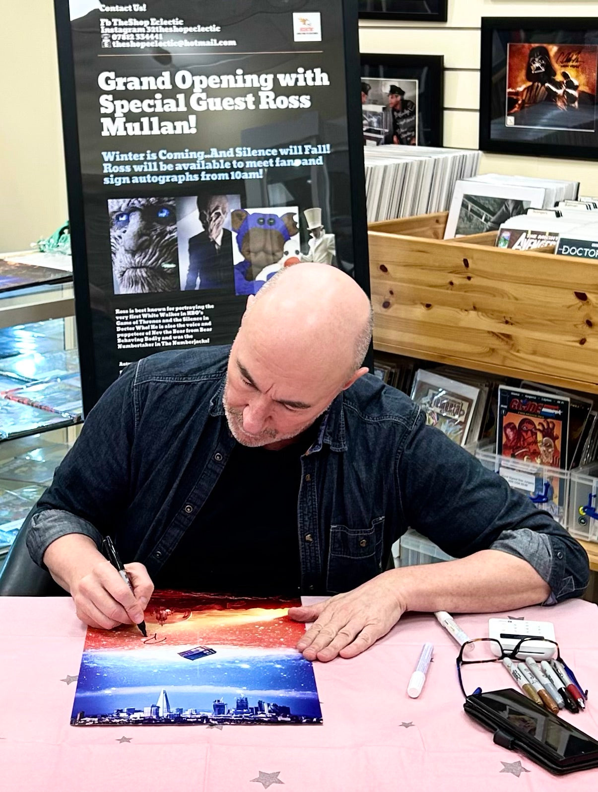 Doctor Who Tardis London to Gallifrey Ross Mullan Hand Signed Framed Poster