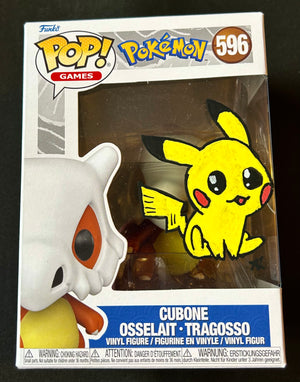 Pokemon Cubone 596 Funko POP! with Hand Painted Sketch and Eclectic Double Layer Authenticity