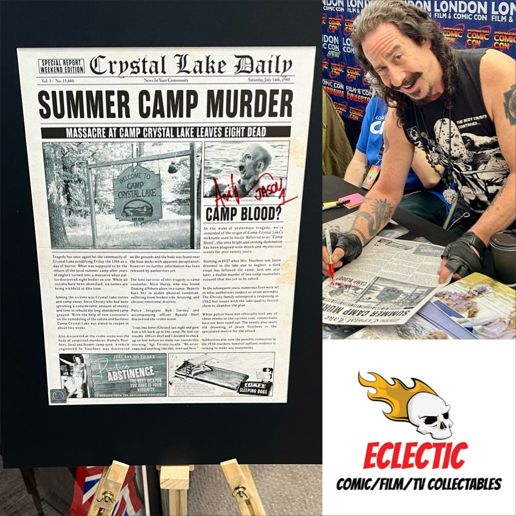 Friday The 13th Crystal Lake Daily Ari Lehman Hand Signed Autographed Poster with Triple Layer Authenticity