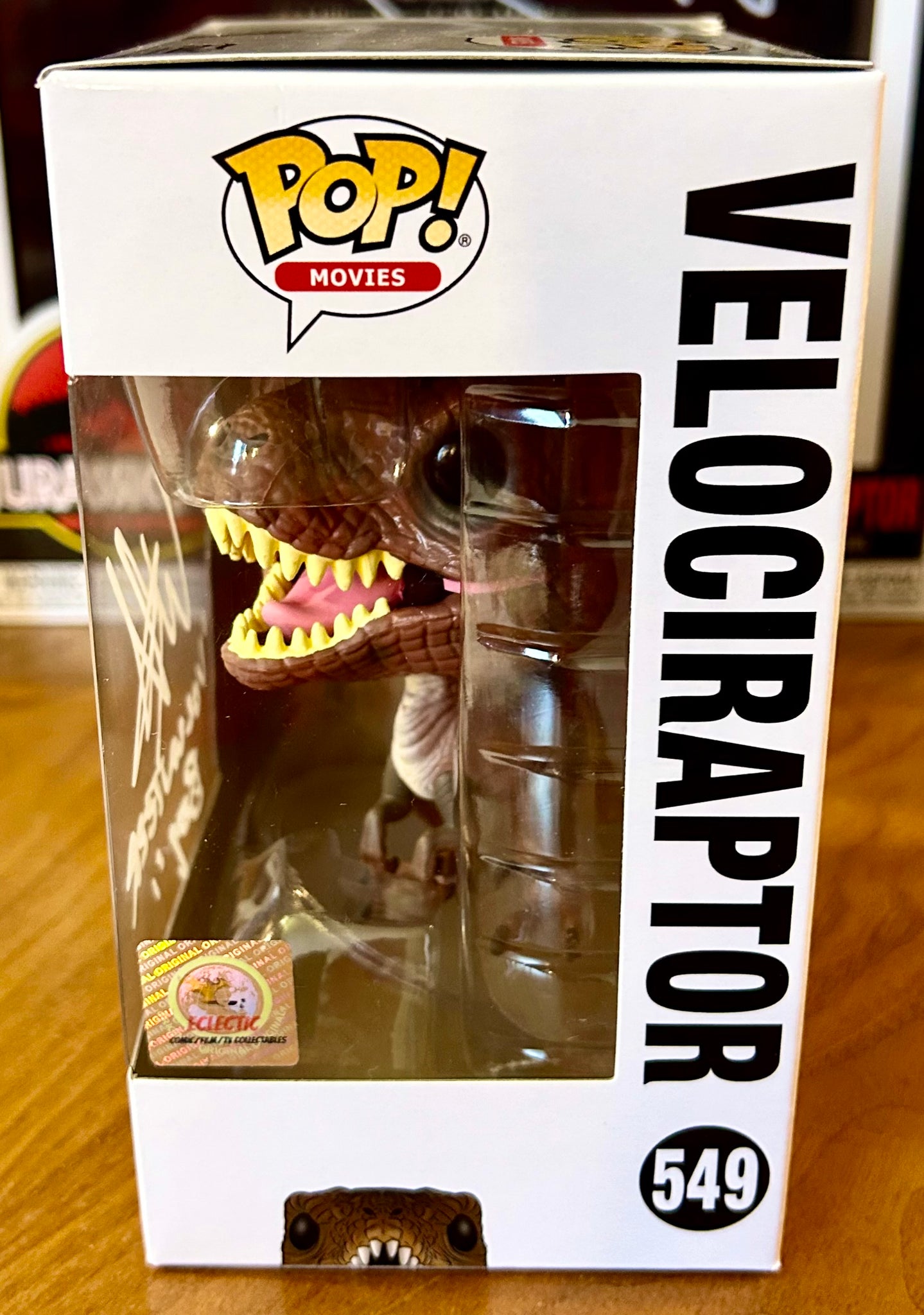 Jurassic Park 25th Anniversary Velociraptor Whit Hertford Hand Signed 549 Funko POP! with Triple Layer Authenticity