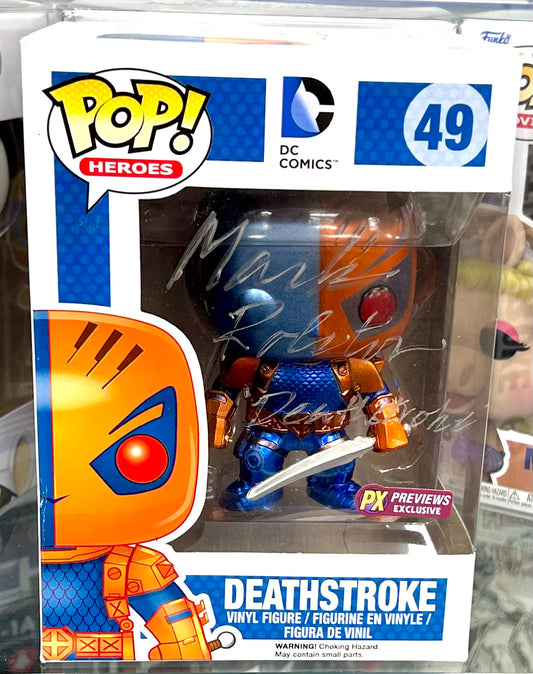 Deathstroke DC Comic Mark Rolston Hand Signed 49 PX Metallic Exclusive Funko POP!