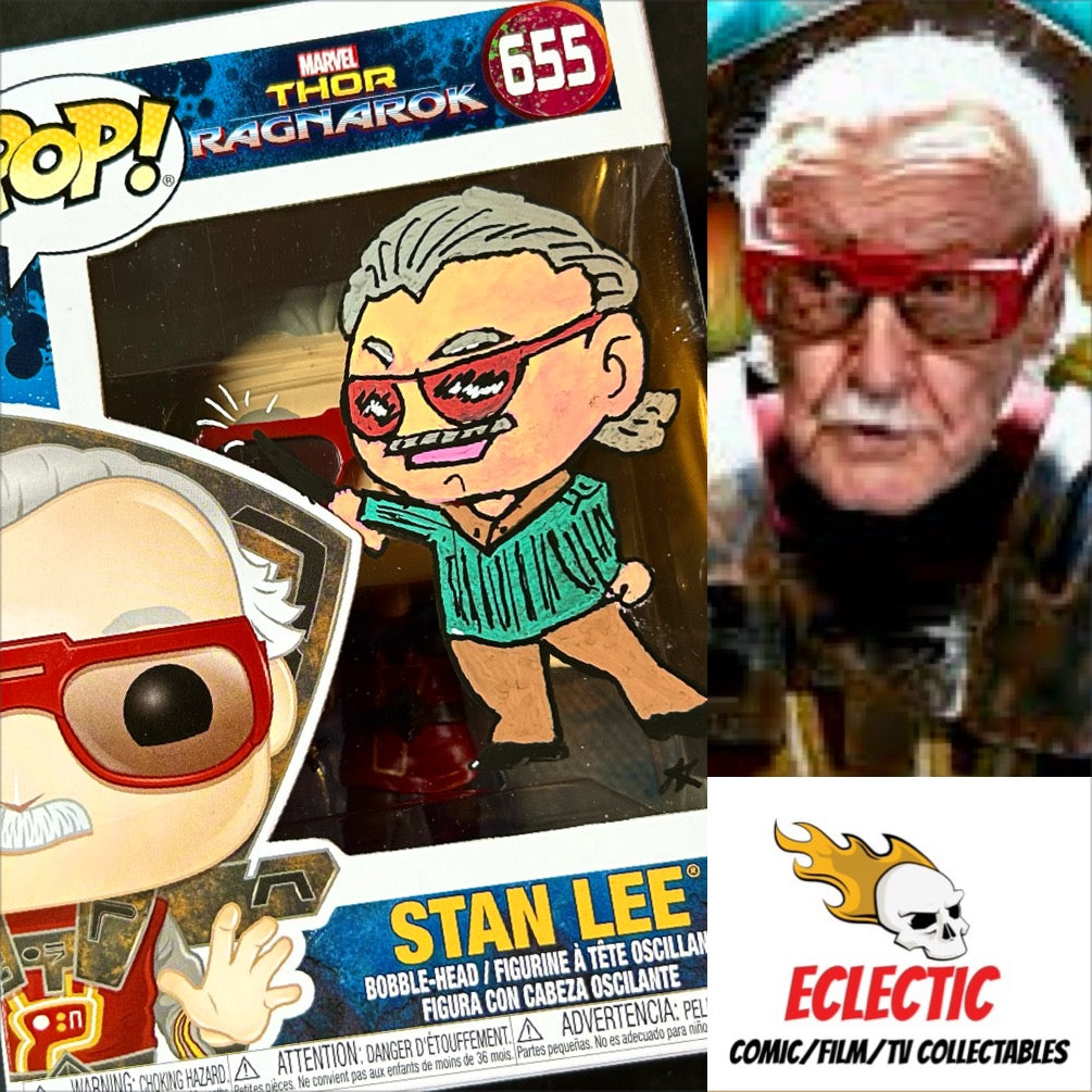 Marvel Thor Ragnarok Stan Lee 655 Funko POP! with Hand Painted Sketch and Eclectic Double Layer Authenticity
