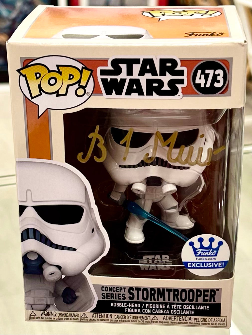 Star Wars Brian Muir Hand Signed Concept Series Stormtrooper Funko Exclusive 473 Funko POP! with Triple Layer Authenticity