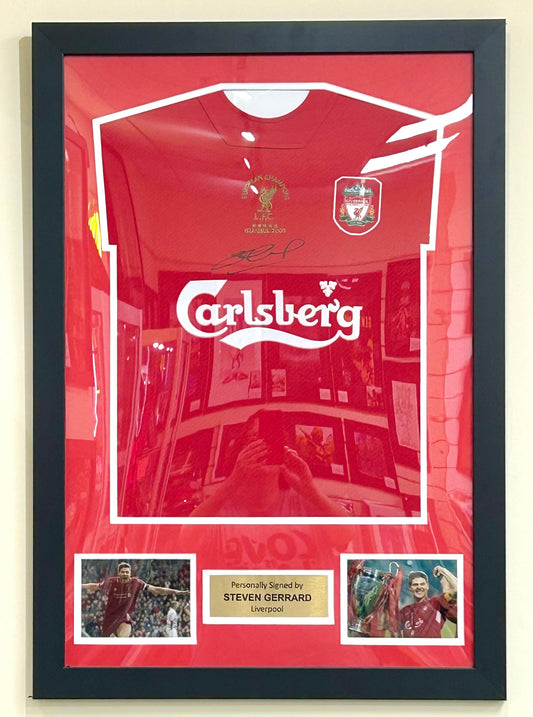 Liverpool Istanbul 2005 Champions League Winners Steven Gerrard Hand Signed Framed Football Shirt