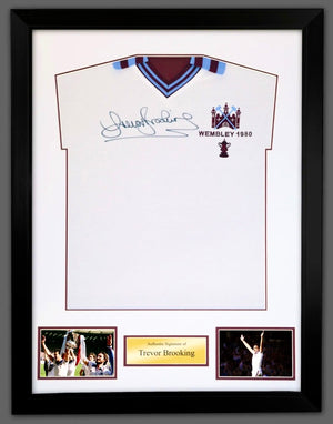West Ham United FA Cup Winners Trevor Brooking Autographed Football Shirt with Certificate of Authenticity