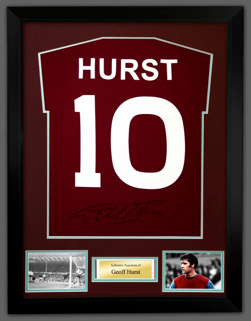 West Ham United FC Geoff Hurst Autographed 10 Football Shirt with Certificate of Authenticity