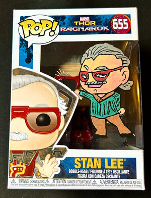 Marvel Thor Ragnarok Stan Lee 655 Funko POP! with Hand Painted Sketch and Eclectic Double Layer Authenticity