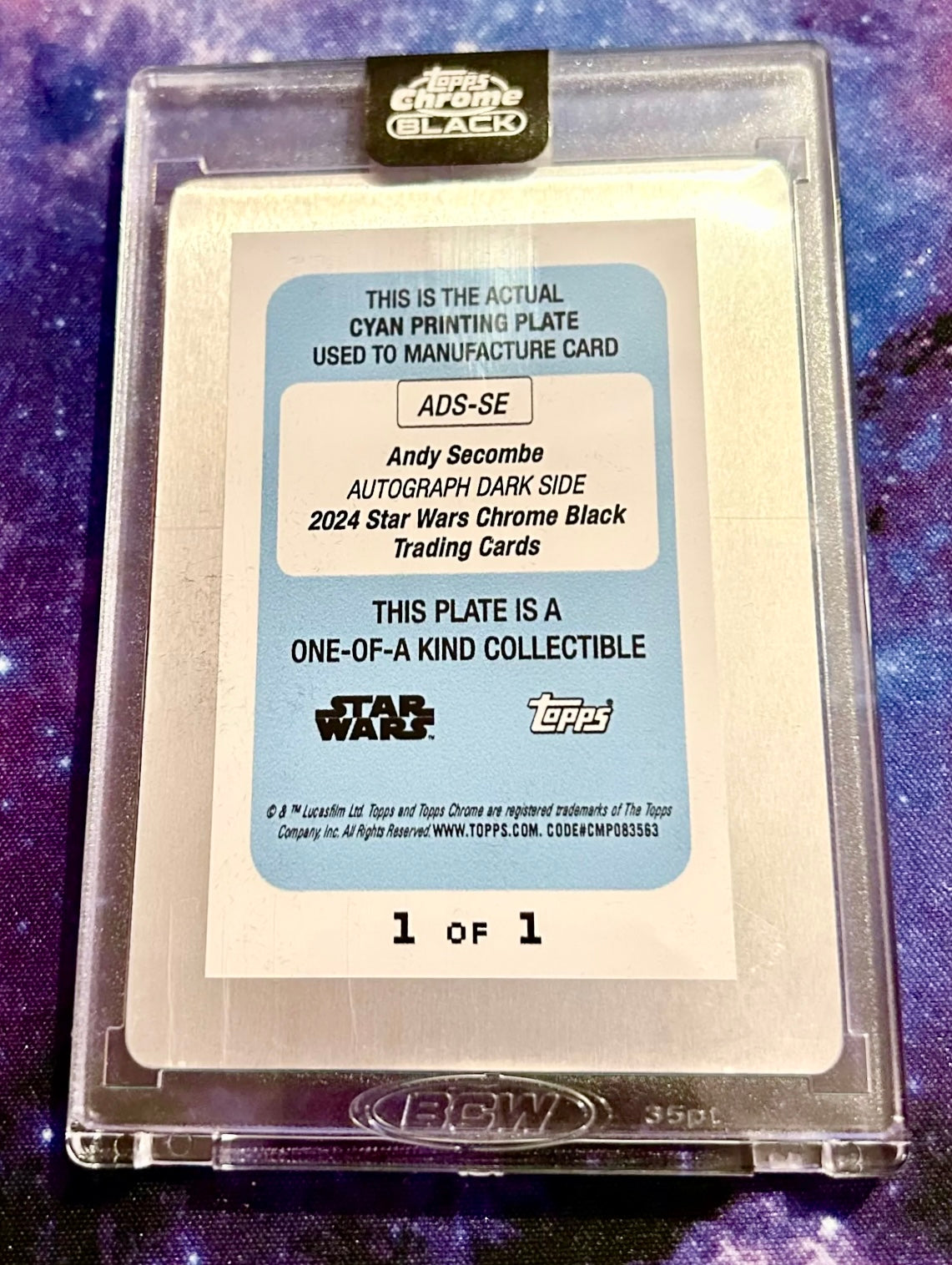 Star Wars Watto Andy Secombe Autographed Topps Chrome Black 1/1 2024 Trading Card Printing Plate