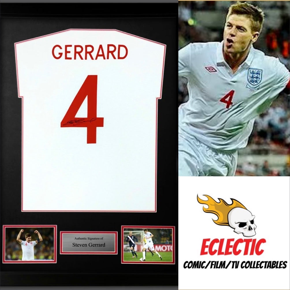 England Steven Gerrard Autographed 4 Football Shirt with Certificate of Authenticity