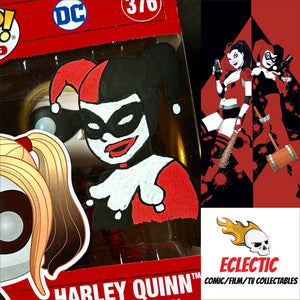 Harley Quinn DC Comics 376 Funko POP! with Hand Painted Sketch and Eclectic Double Layer Authenticity