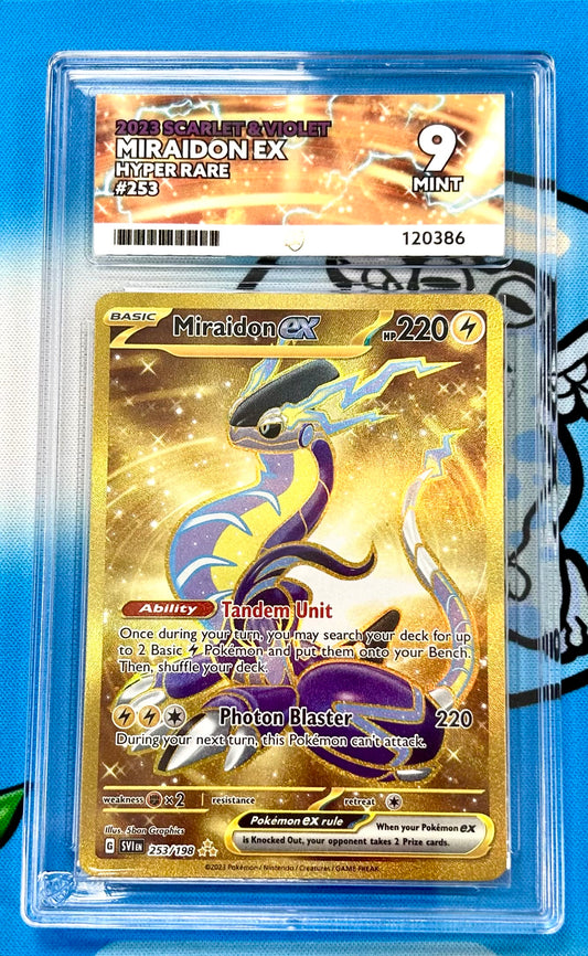Miraidon ex 253/198 Scarlet & Violet Hyper Rare Gold ACE Graded 9 Pokemon Card