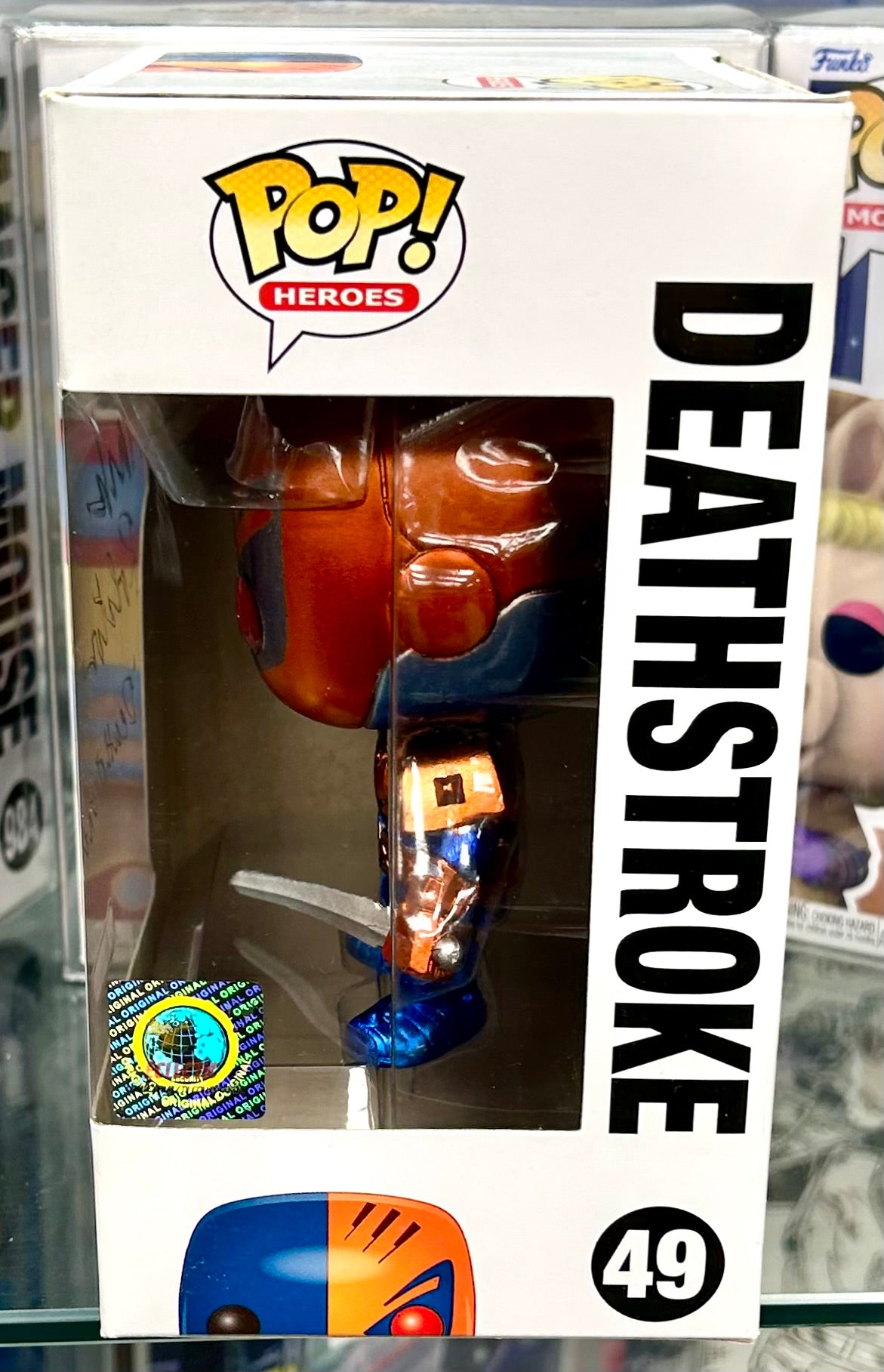 Deathstroke DC Comic Mark Rolston Hand Signed 49 PX Metallic Exclusive Funko POP!