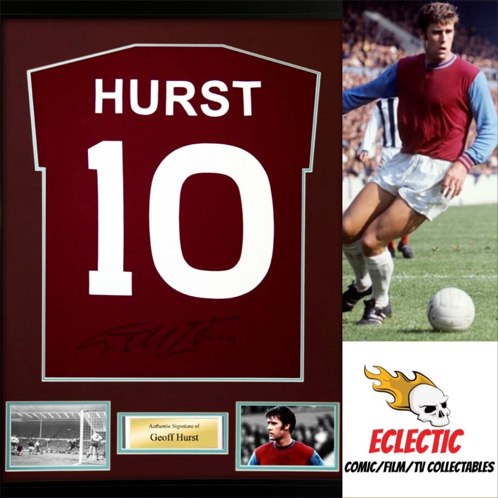 West Ham United FC Geoff Hurst Autographed 10 Football Shirt with Certificate of Authenticity