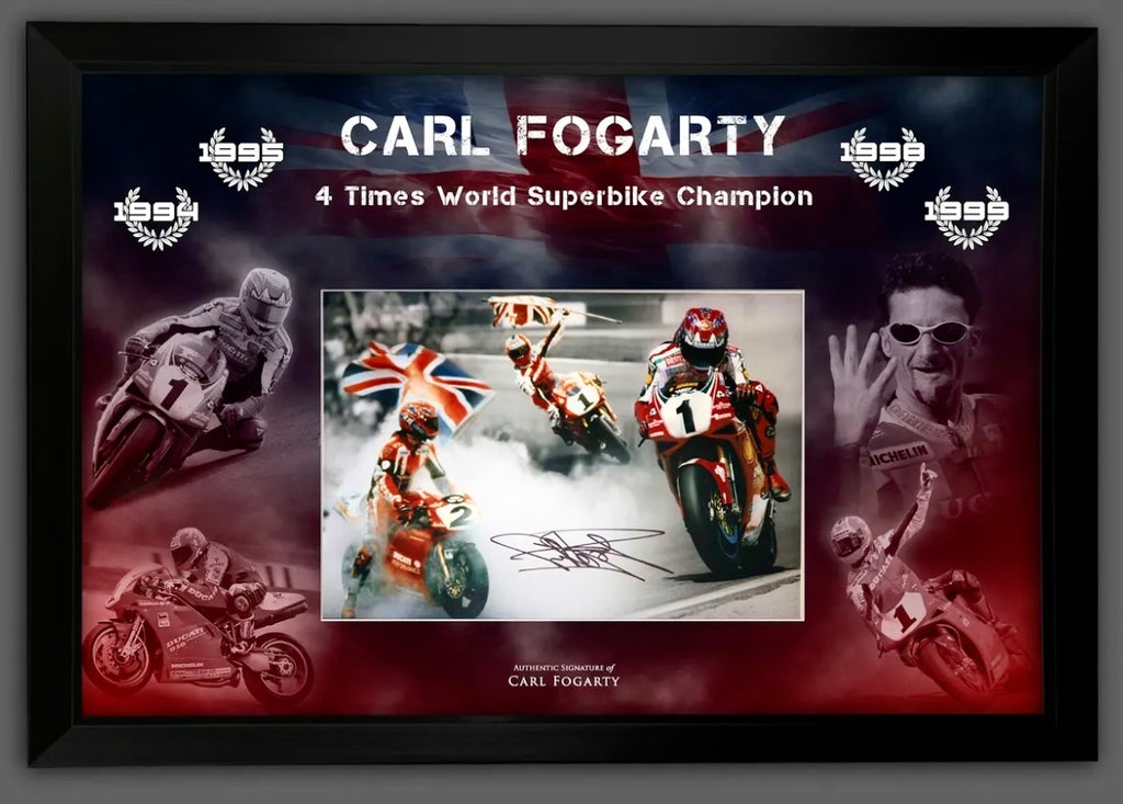 World Superbike Carl ‘Foggy’ Fogarty Autographed Photo Montage with Certificate of Authenticity