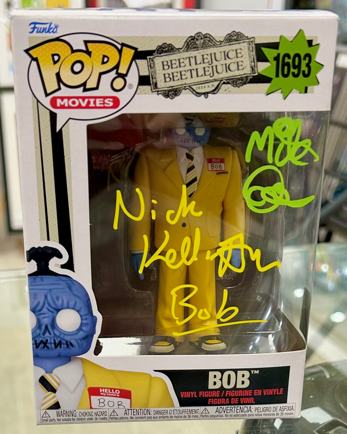 Beetlejuice Beetlejuice Bob Nick Kellington & Mike Quinn Hand Signed 1693 Funko POP! with Triple Layer Authenticity