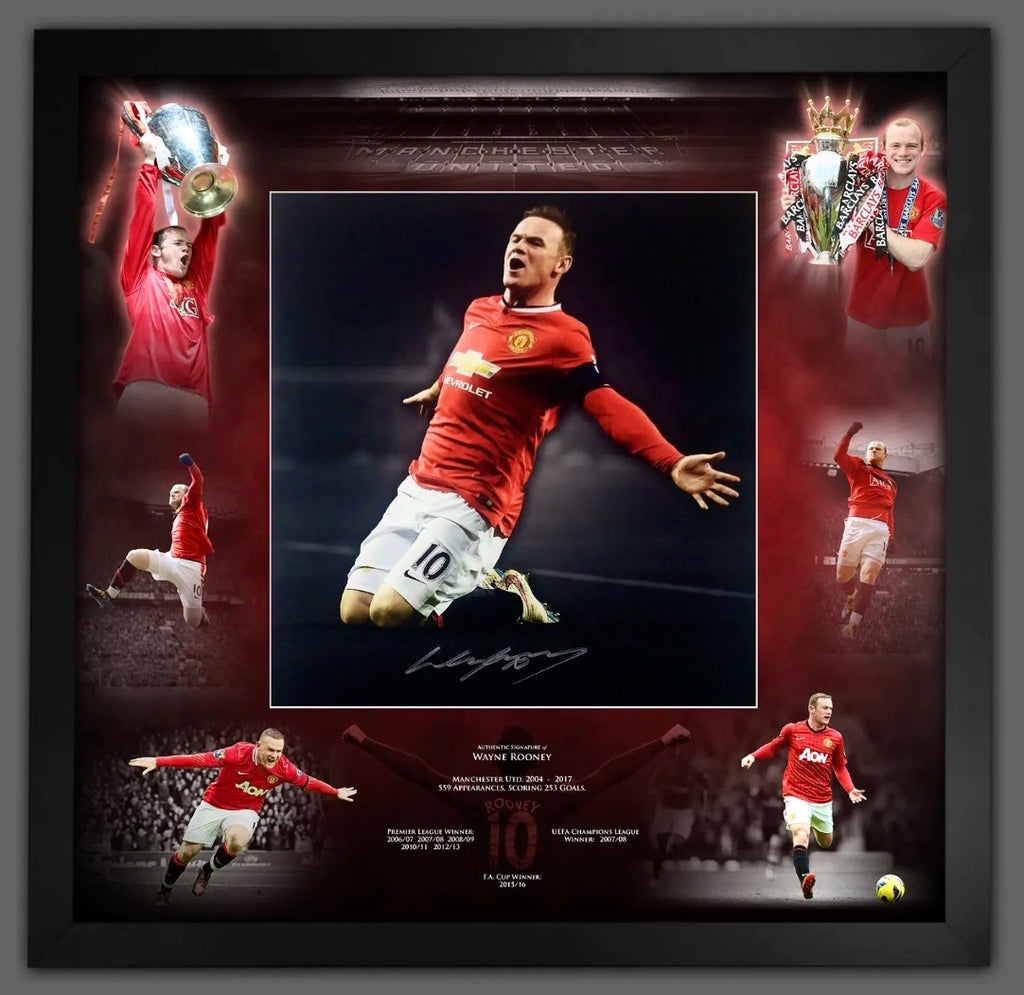 Manchester United Wayne Rooney Autographed Photo Montage with Certificate of Authenticity