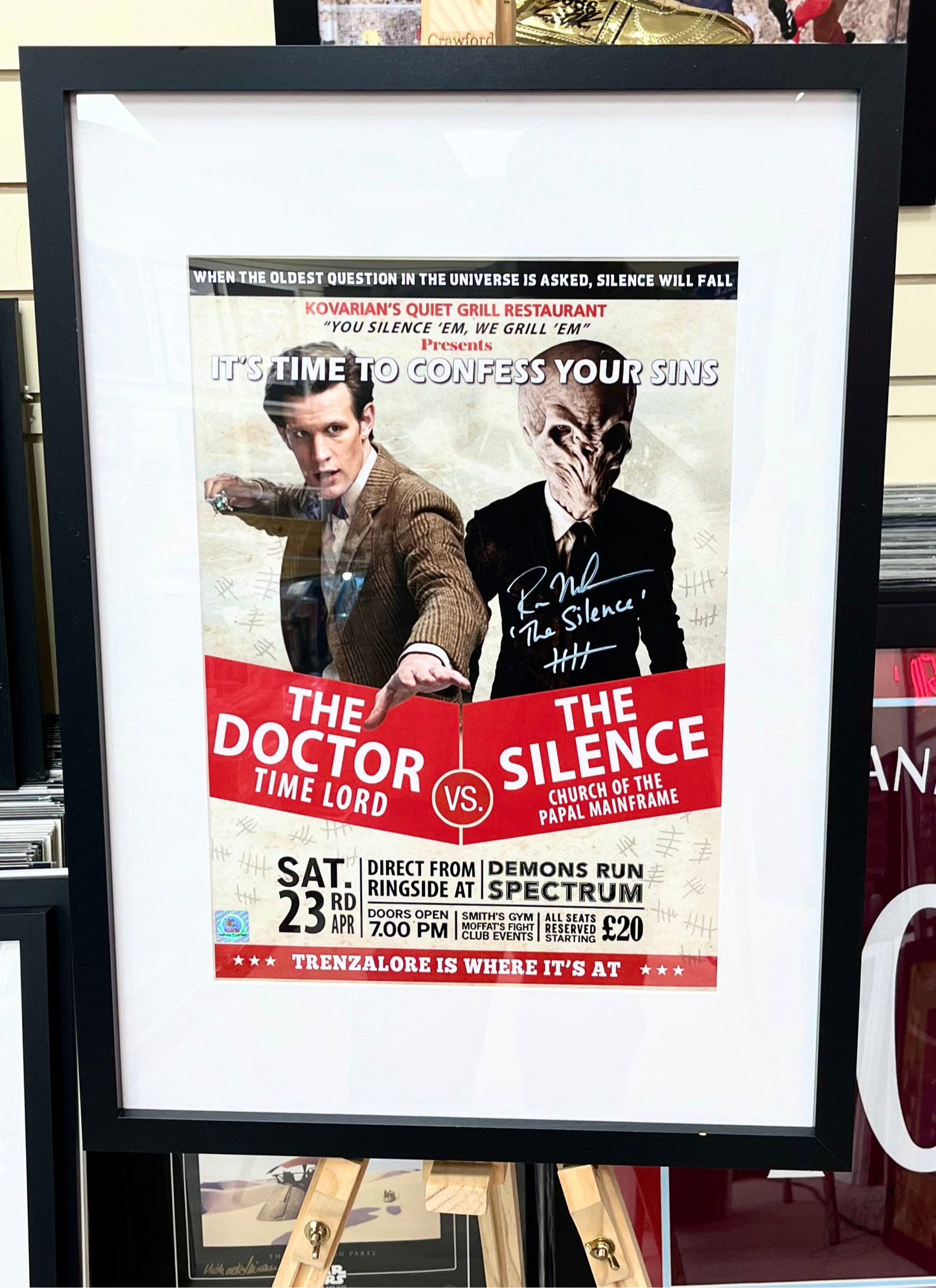 Doctor Who Fight Night The Doctor vs The Silence Ross Mullan Hand Signed Framed Poster