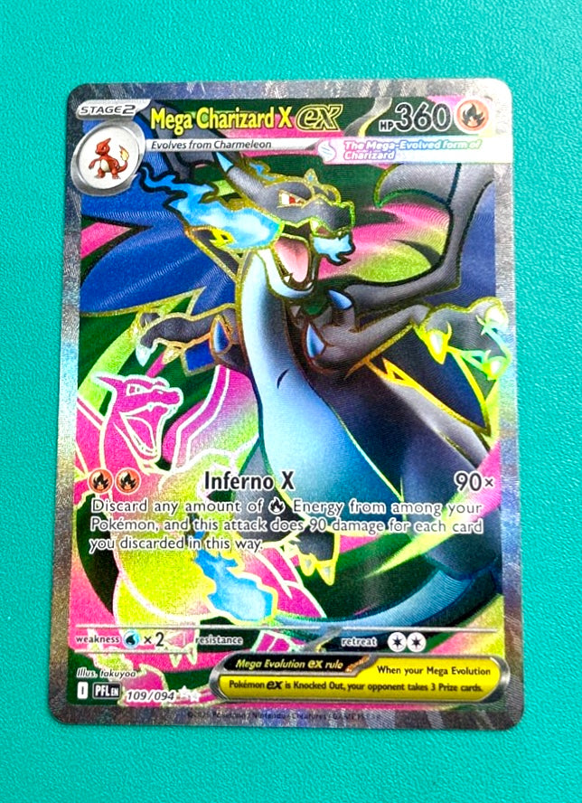 Mega Charizard X EX 109/094 Phantasmal Flames Rare Full Art Illustration Holo Pokemon Card