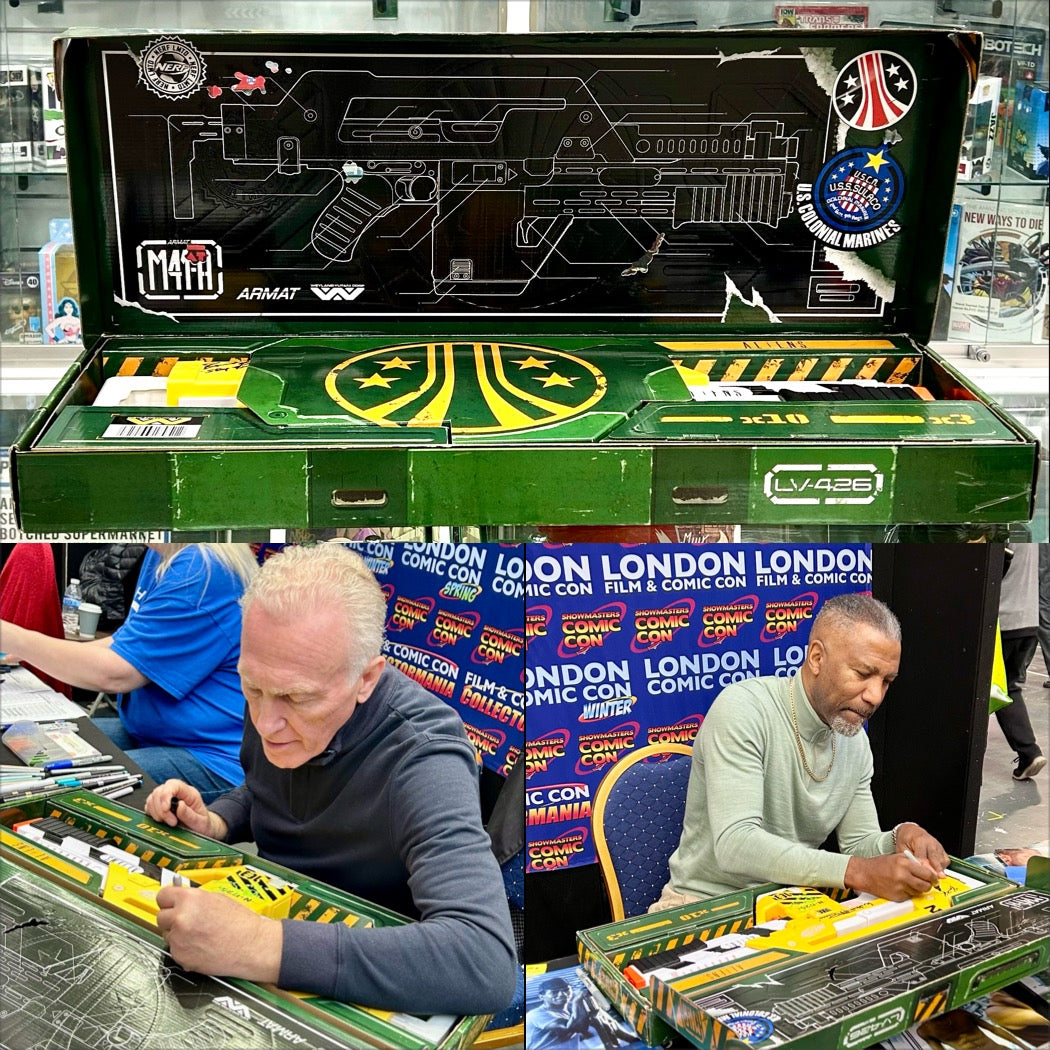 Aliens Cast Hand Signed NERF Limited Edition Hasbro Aliens M41-A Pulse Blaster F5729 Replica