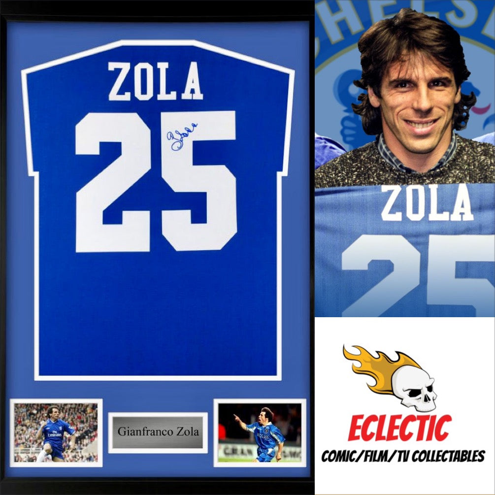 Chelsea Giancarlo Zola Autographed 25 Football Shirt with Certificate of Authenticity