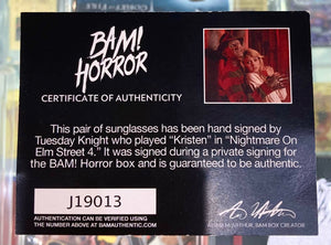 A Nightmare on Elm Street 4: The Dream Master Tuesday Knight Autographed Sunglasses with BAM! Horror COA