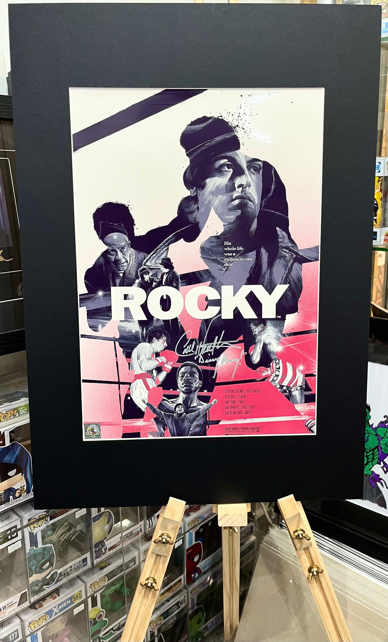 Rocky Carl Weathers Autographed Art Poster with Double Layer Authenticity