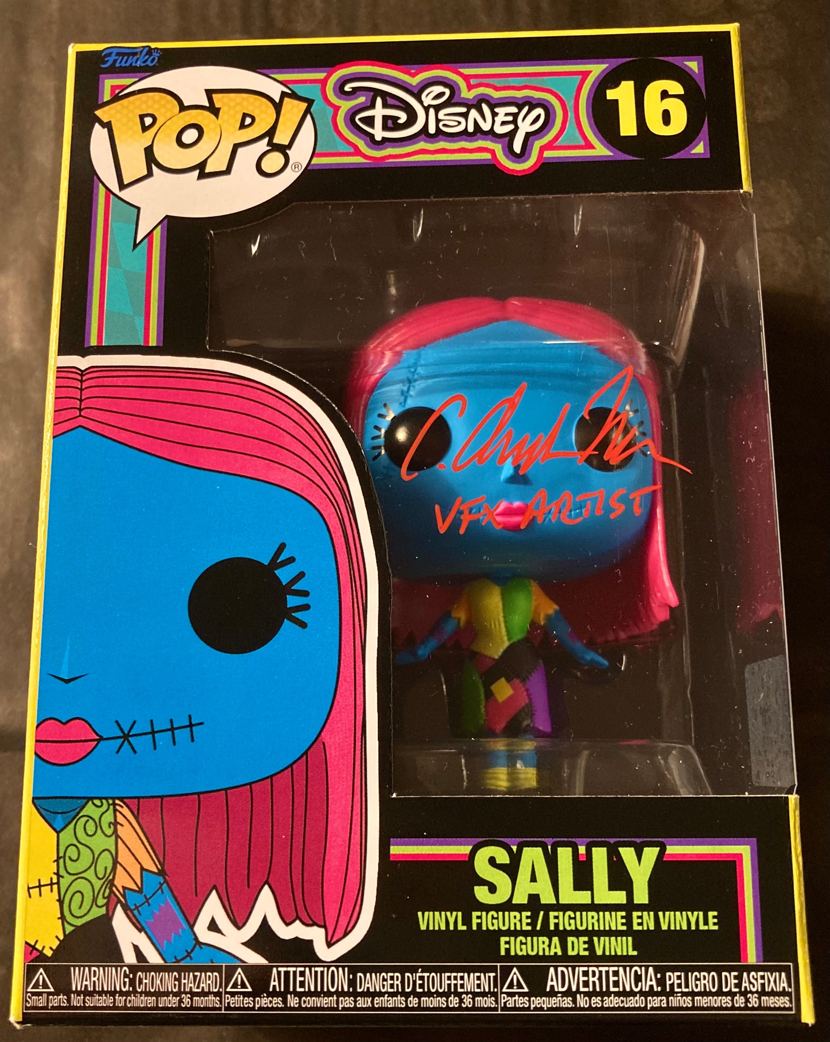The Nightmare Before Christmas Sally (Blacklight) C. Andrew Nelson Autographed 16 Funko POP! with Triple Layer Authenticity